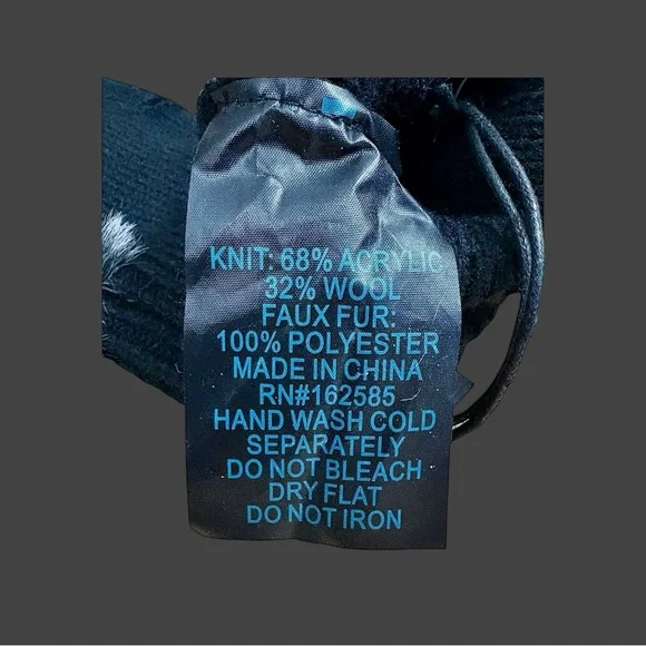 Jocelyn Women’s Black & White Fur Knit Fingerless Gloves Sz OS - Picture 10 of 13